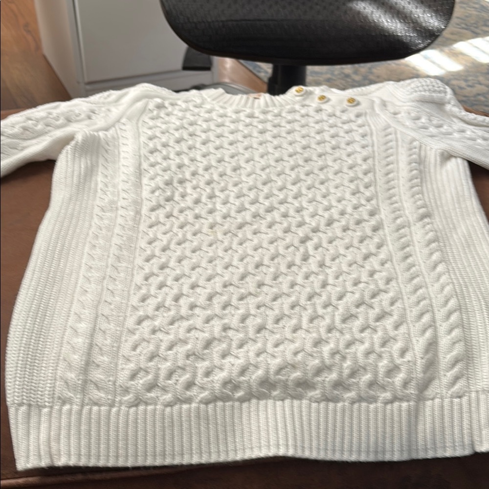 Tory Burch White Cable Knit Sweater - Picture 9 of 11